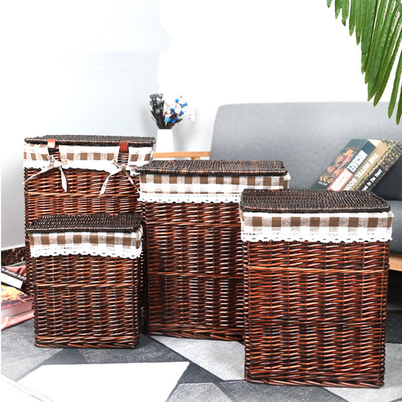 Rattan dirty clothes oversized hot pot shop clothes collection basket with cover laundry basket household quilt collection finishing box
