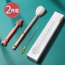 Silicone bottle brush 360 degree rotating shabu baby nipple brush suction tube brush cleaning brush cleaning set