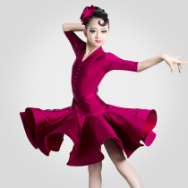 Childrens Latin dance standard uniform Blackpool competition uniform 2021 new grading mesh performance long-sleeved practice uniform