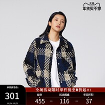 BONELESS coarse woven large plaid wool woven metal buckle jacket American vintage contrast shirt coat