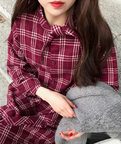 Chinese foreign maternity womens spring shirt a pine cotton long shirt coat dress hot mother personality