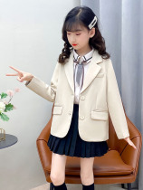 Girls Western-style spring and autumn jacket foreign air 2022 The new Korean version of the online Red Inn Wind Childrens suit for children