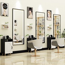 Net red hairdressing wall mirror barber shop mirror desk cabinet integrated Beauty Mirror hair salon simple with lamp LED floor mirror