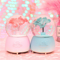Creative new cherry blossom crystal ball Starry Sky series floating Snow lantern water polo girl heart room decoration gift