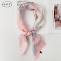Square scarf ladies South Korea Dongdaemun summer all-match literary scarf decorative floral gauze scarf ins small silk scarf spring and autumn