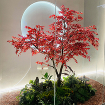 Simulation maple leaf tree fake maple tree large shopping mall hotel Japanese cuisine decoration wishing indoor and outdoor landscape red maple tree
