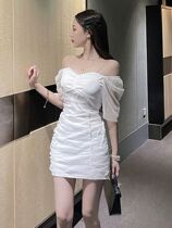 IEFMG love to suit the beauty of the evening banquet temperament French small dress short sparkling sexy shoulder slim