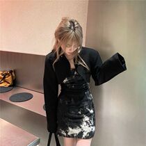 IEFMG love to suit the beauty of the Hong Kong style beauty back suspenders tie-dyed dress female 2021 summer new sexy hot girl