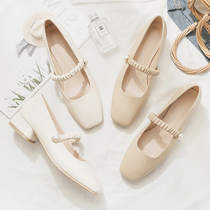 Single shoes womens summer wild late night shoes thick heel low heel fairy gentle wind with skirt Mary Jane shoes 2021 new