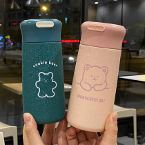 Simple fresh stainless steel thermos cup couples carry rope portable girl cute student creative small straight drinking cup