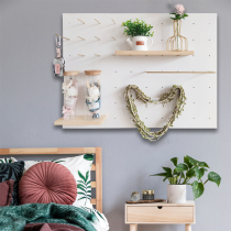 Solid wood wall hole board shelf wooden storage wall background Wall Wall Wall decoration custom adhesive hook accessories