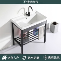 Wash basin with washboard integrated small balcony sink New column washing tank simple movable rental room