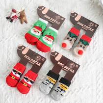 Dogs and dogs socks Christmas pets cat shoes autumn and winter warm cute old Elk bat decoration