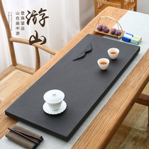 Wu Jinshi tea tray natural small large stone tea tray Whole stone simple household tea table Black Jinshi tea sea