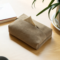 High-end suede leather car tissue box armrest box sun visor draw paper hanging car supplies household cowhide bag