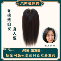 Lingxi Tong direct hair replacement piece titanium gold net Star series live hair No Trace white hair additional hair N914Z