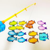 Children Early Teach Magnetic Fishing Rod Erasable card Fishing Toys English flashcards Magnetic fish teaching gaming teaching aids