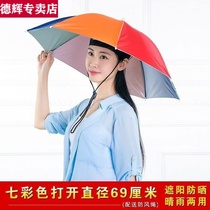 Folding cap with headband on the head wearing an umbrella with a head on a hat hat an umbrella cap a head-on umbrella