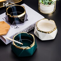 ins wind Nordic ceramic ashtrays with lid home living room creative personality fashion trends windproof fly ash light lavish