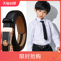 Childrens belt boys leather high school junior high school student belt fat boy automatic buckle suit military training pants belt child