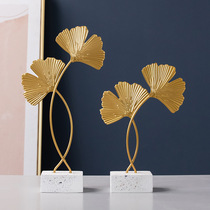 Nordic light luxury metal ginkgo leaf ornaments Creative home desktop lucky office wine cabinet decoration ornaments