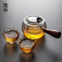 Cheyu simple high-grade glass tea maker side handle pot heat-resistant high-temperature household tea pot teacup set