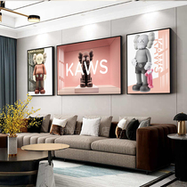 Chao brand kaws sofa wall painting living room decorative painting modern simple background wall mural light luxury cartoon triple hanging painting