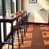 Nordic solid wood bar table and chair combination window against wall high foot narrow table milk tea shop Bar coffee home long table