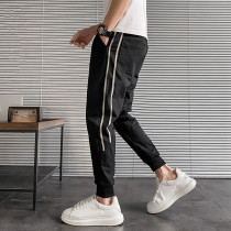 Summer spirit guy mens pants net red with the same casual nine-point pants Korean version of the trend drawstring slim small pants