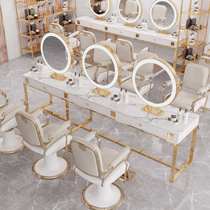 2021 new marble barber shop double mirror hair salon beauty studio special network red ironing table hair salon