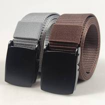 Spot Supply Zinc Alloy Black Automatic Buckle Nylon Outdoor Belt Mens Stepless Adjustable Fashion Canvas Belt