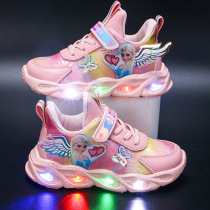 Girls sports shoes 2021 autumn and winter childrens shoes plus Velvet girl shoes Aisha princess shoes soft bottom childrens shoes