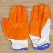 White gauze PVC yellow rubber gloves flat hanging full hanging orange yarn full hanging rubber tendon labor protection gloves two yuan shop