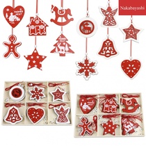 Wooden crafts Christmas tree decoration pendant house DIY handmade wood chips six Palace box decorations