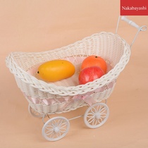 Rattan tricycle flower basket wedding handicraft woven basket ingot cart ornaments