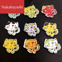 Cute cat eyes wooden buttons Color childrens wooden kitten buttons Kindergarten hand buckle 50 bags