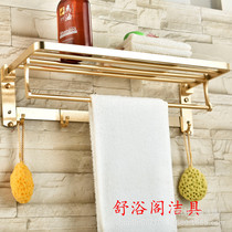 Space aluminum bathroom towel rack folding edge bath towel rack bathroom with hook storage wall hanging rack