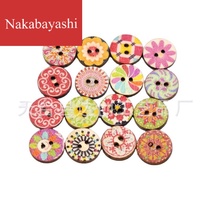 15mm Vintage printed wafer buttons Painted printed wooden buttons 100 per pack