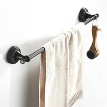 Black antique towel single pole carved towel rack hanging towel bar bathroom brass European toilet bathroom pendant