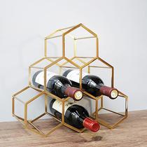 European modern simplicity creative wisps of wrought iron wine rack bar metal ornaments electroplated rose gold bottle placement