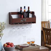 American Solid Wood Wine Rack Shelf Wall Rack Foreign Grape Red Wine Wood Shelf High Foot Cup Creativity Hanging home shelving