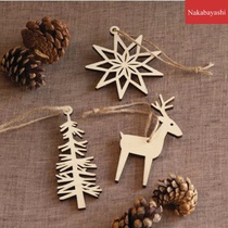 2020 new Nordic wood crafts hollow snowflake tree Myler Christmas holiday decorative hemp rope pendant