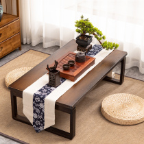 Japanese tatami table folding bay window coffee table bamboo kang table Kang several household low table sitting ground solid wood floating window table