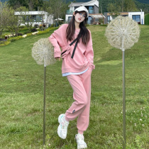 2022 Spring Sports Set Womens Leisure Loose Korean Tide Brand Fashion Sweater Pants Hong Kong Wind Fried Street Two Pieces