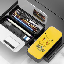 Stationery box Male and female primary school students one two three five grade Pikachu plastic pencil box Korean version of childrens multi-functional large capacity double-layer net red creative animation senior pen box boy Minecraft