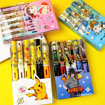 Pikachu pen for elementary school students third grade cartoon animation cute black fountain pen Naruto four or five years can change ink sac calligraphy just pen children boys and girls beginners practice pen