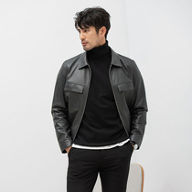 Maronbao Korean tooling retro multi-pocket leather leather jacket mens short slim casual mens leather jacket