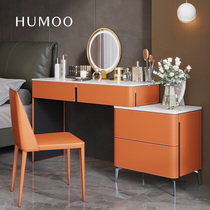 Italian minimalist dressing table Rock plate horse leather bedroom with bedside table storage integrated retractable makeup table combination