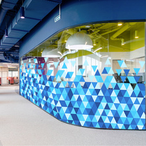 Custom office frosted glass film geometry creative company shading partition decoration UV static transparent sticker