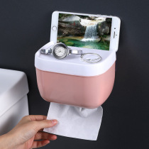 Three-in-one toilet rain splash-proof water tissue box rack non-punching toilet hand paper box soap rack
